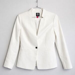 Vince Camuto White Notch Collar Structured Blazer - Minimalist Office Style